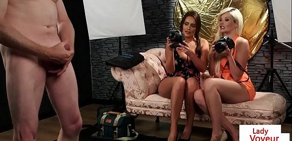  Busty domina beauties filming jerking sub